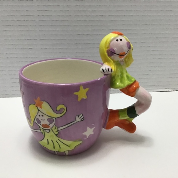 VTG Gryphonware Ceramic Mug with fairy and Whimsical Girl Handle - Picture 2 of 8